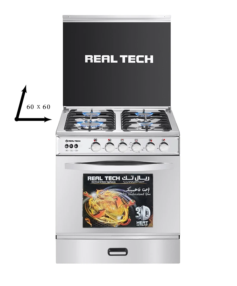 Hover image for فرن غاز ريال تك 60×60 مدرع استيل 100% مواصفات كاملة – موديل 909