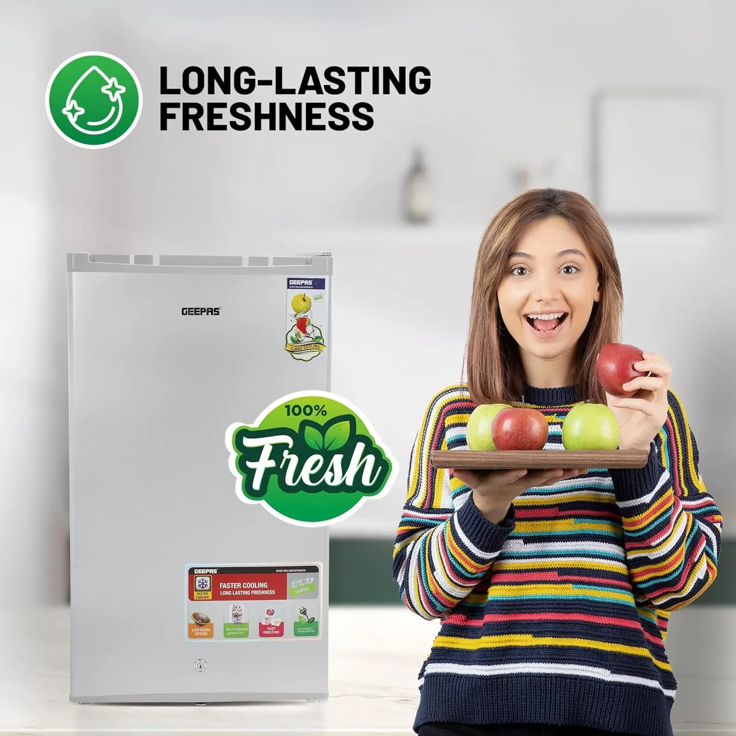 ثلاجة جيباس وقافي باب مكتبي ثلج سعة 110 لتر  موديل:GRF119SPE - صورة المنتج 4