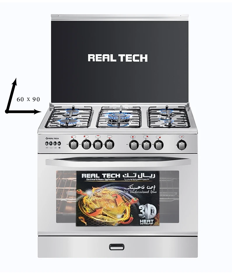 Hover image for فرن غاز ريال تك 60×90 استيل 100% مواصفات كاملة – موديل 912